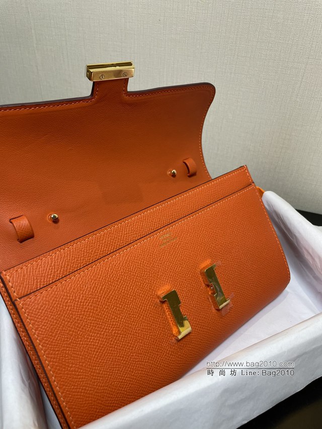 Hermes女士小挎包 愛馬仕Constance康康to go斜挎包 橙色金扣  tdh2275